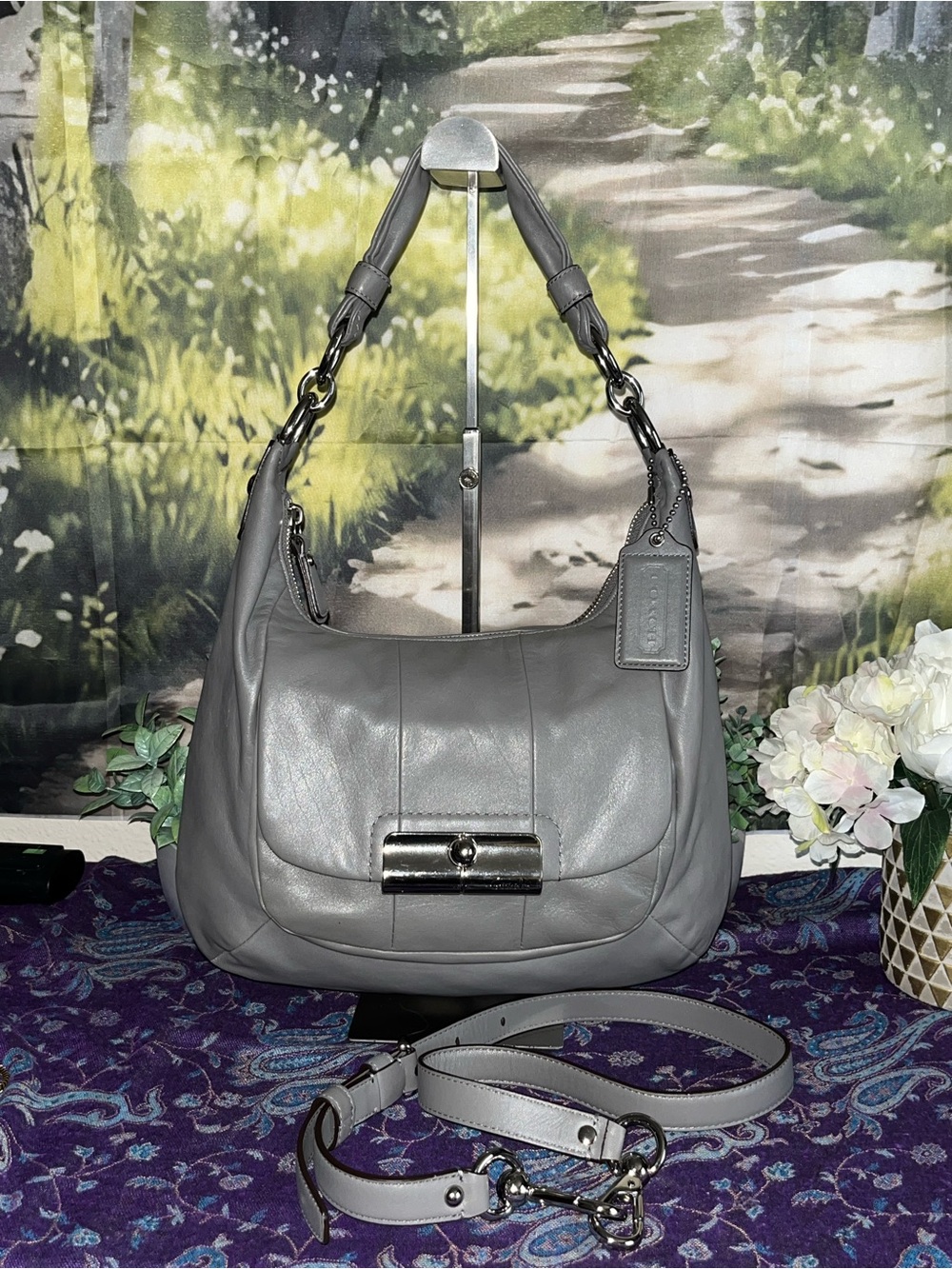 Coach Kristin Leather Hobo Bag in Gray